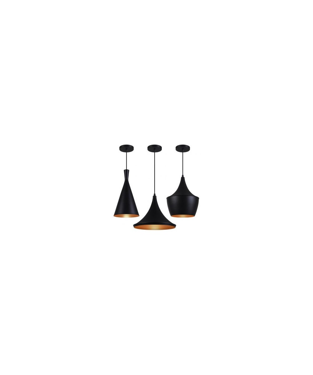 Kit 3 Pendentes Luminária Tom Dixon Funil Balão Chapéu Preto com Cobre