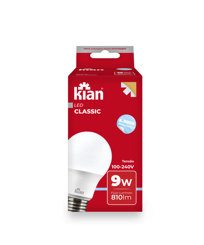 Lâmpada LED Bulbo E27 9W 6500K Bivolt Kian
