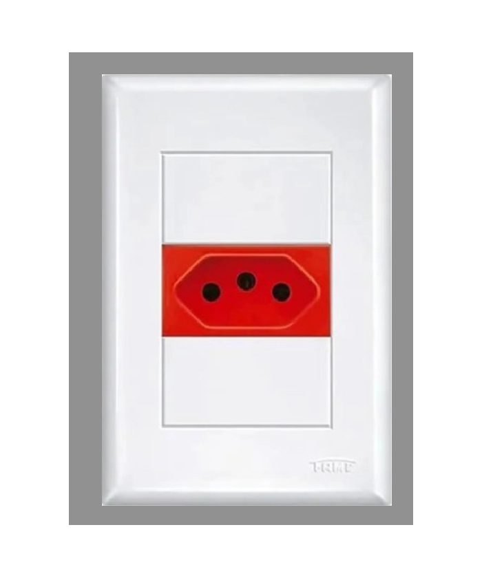 Tomada 4x2 10A 2P+T - Evidence Vermelho Fame