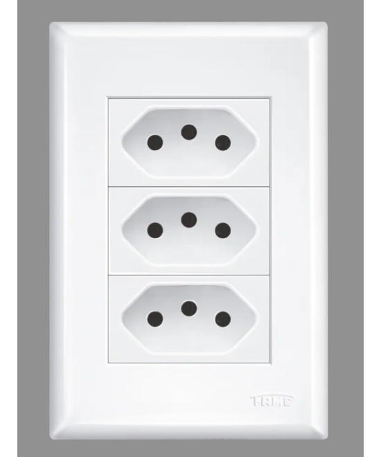 Tomada 4x2 com 3 Tomadas 10A 2P+T - Evidence Branco Fame