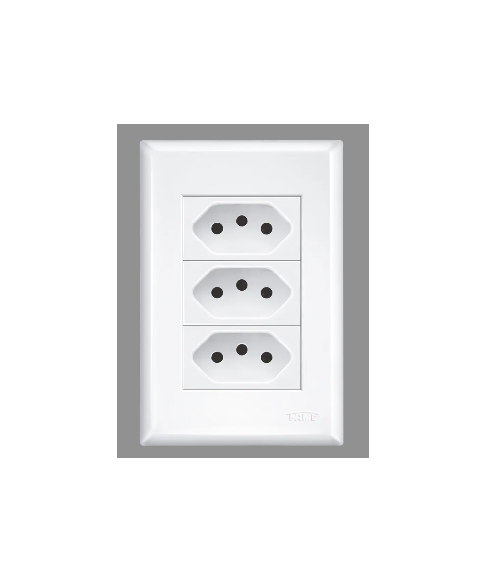 Tomada 4x2 com 3 Tomadas 10A 2P+T - Evidence Branco Fame